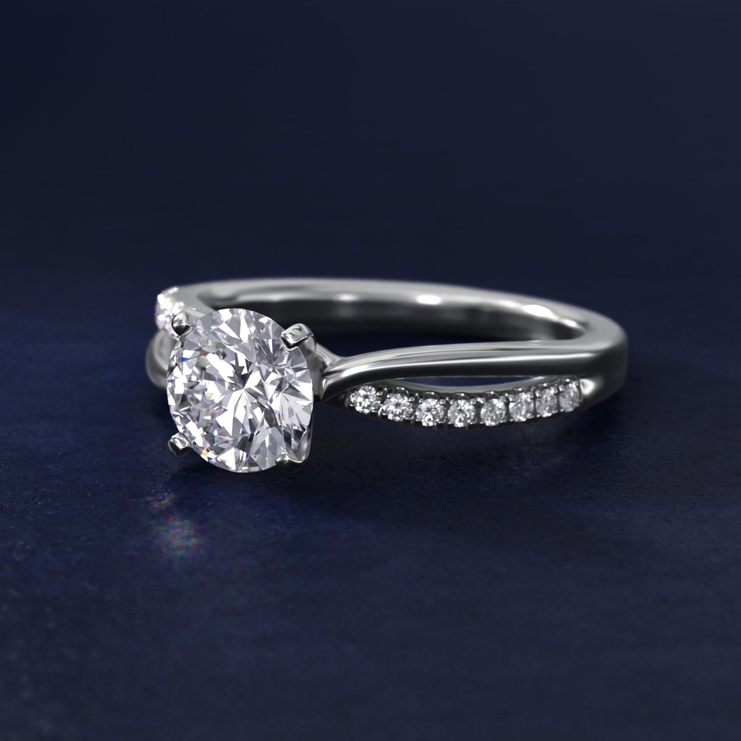 Split Shank Pav? and Plain Shank Diamond Engagement Ring in Platinum (1/10 ct. tw.) - Round Center