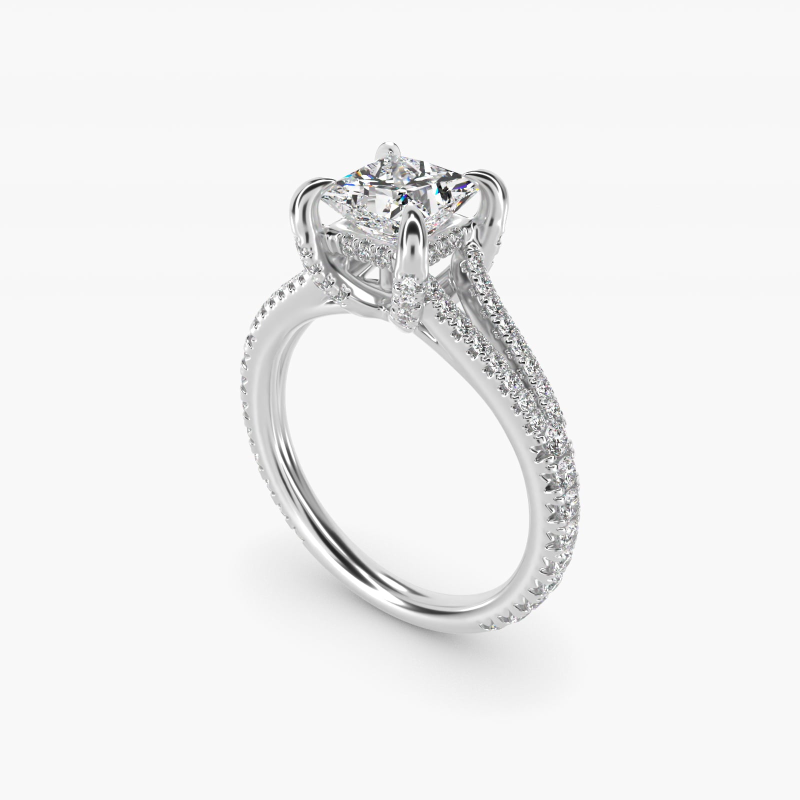 Split-Shank Diamond Engagement Ring in 14k White Gold - Princess Center