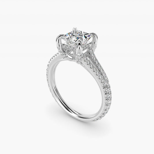Split-Shank Diamond Engagement Ring in Platinum - Princess Center