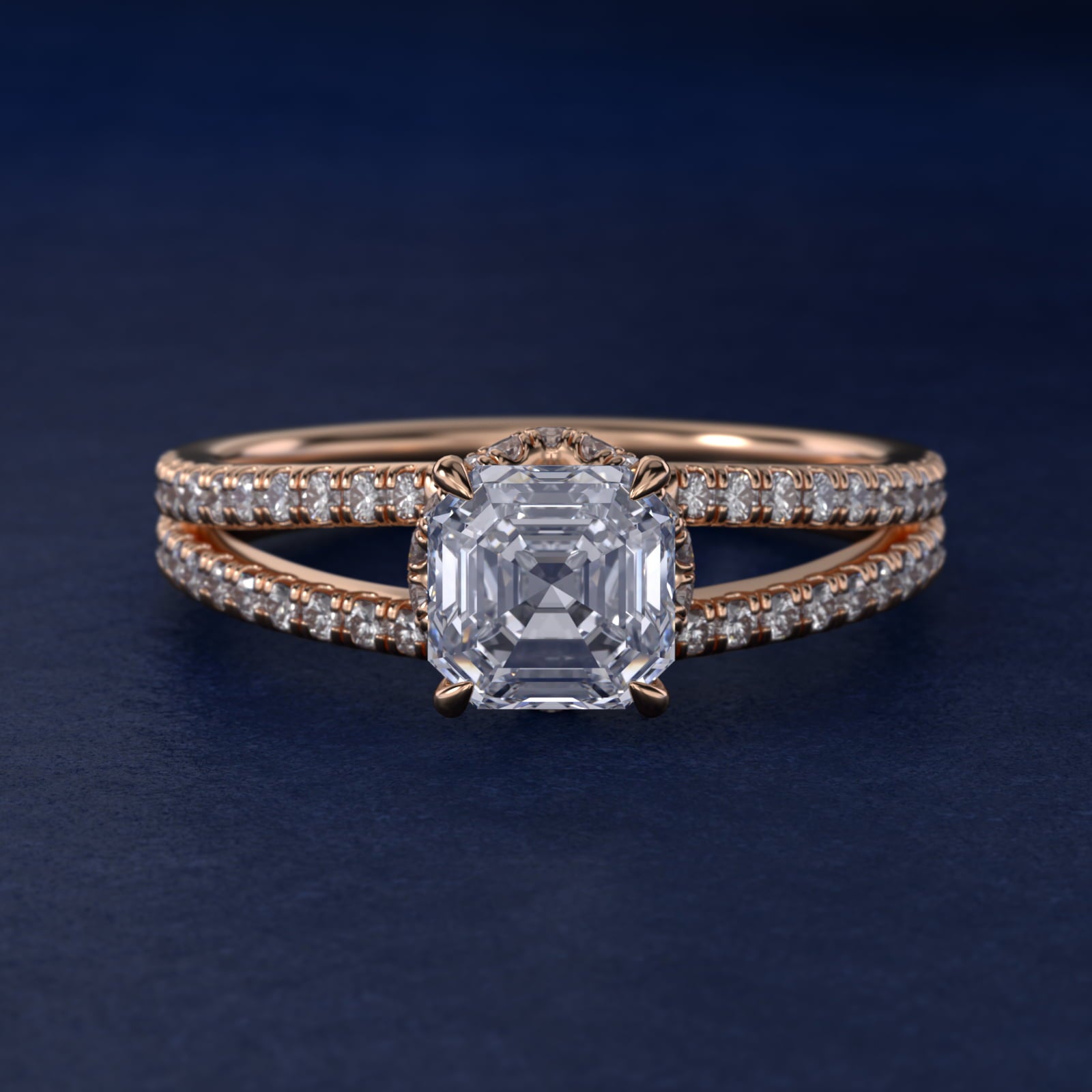 Split Shank Ribbon Diamond PavŽ Engagement Ring In 14K Rose Gold By James Allen - Asscher Center
