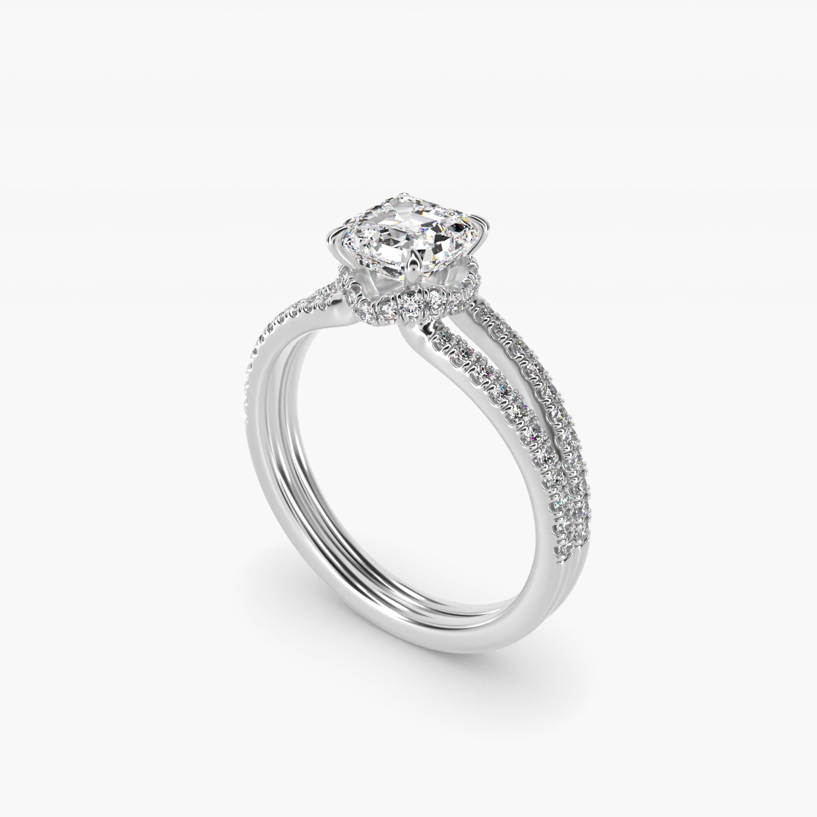 Split Shank Ribbon Diamond PavŽ Engagement Ring In Platinum By James Allen - Asscher Center
