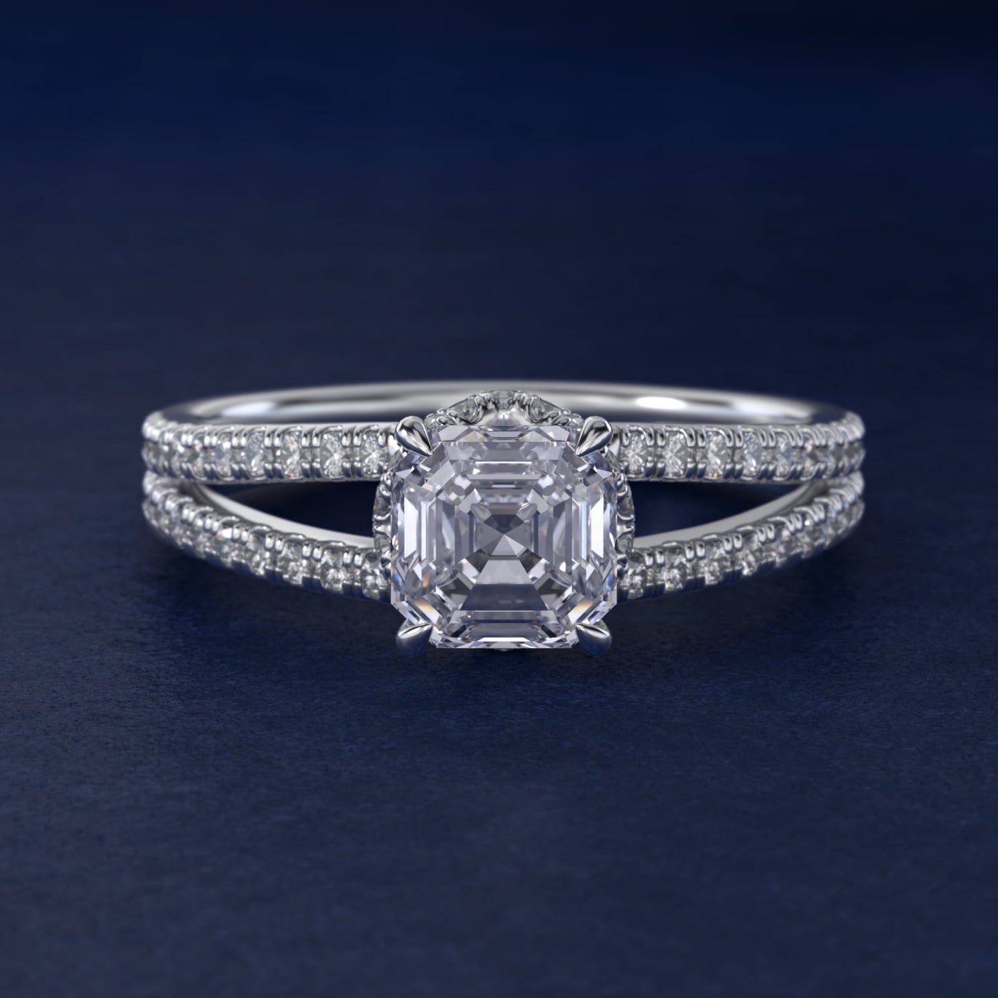 Split Shank Ribbon Diamond PavŽ Engagement Ring In Platinum By James Allen - Asscher Center
