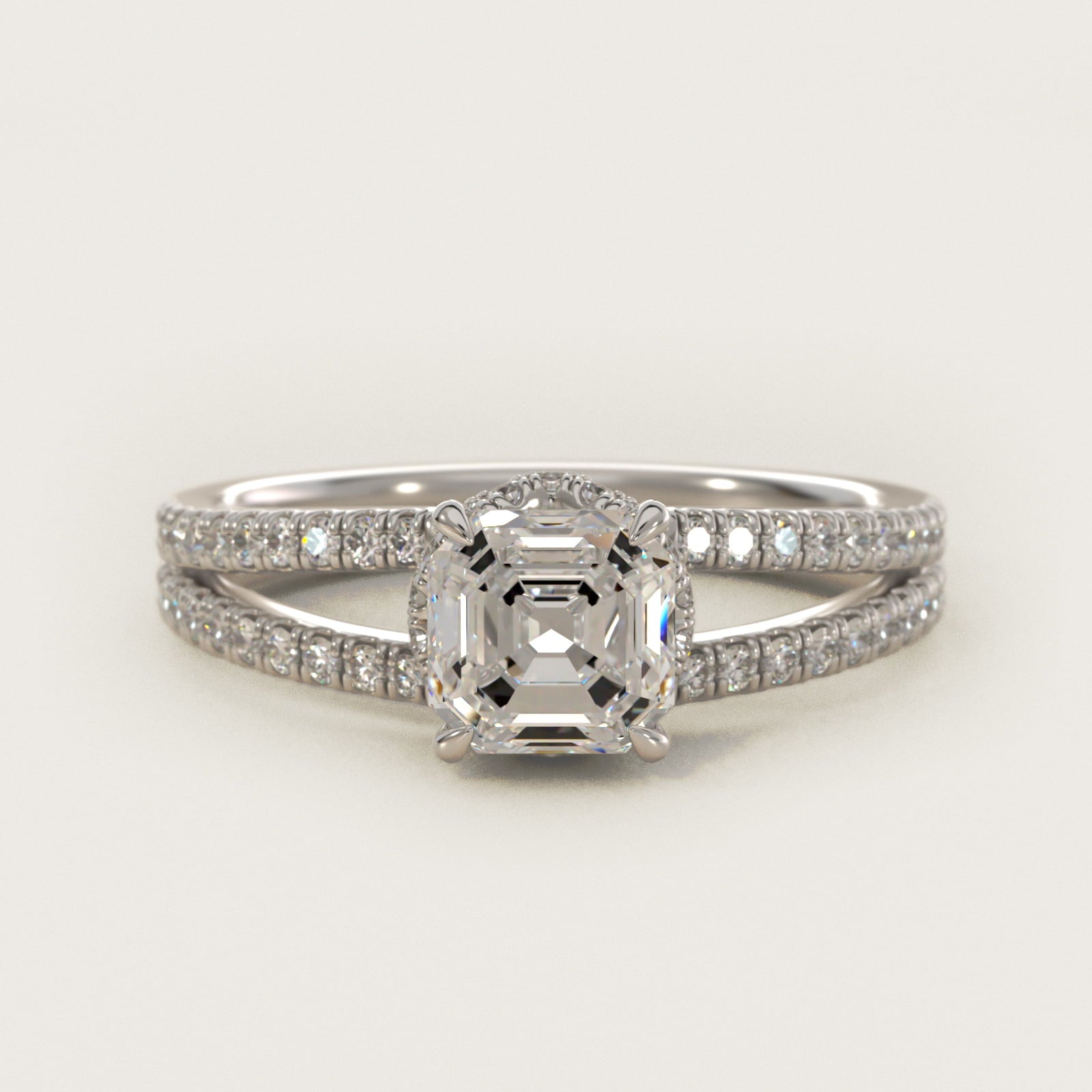 Split Shank Ribbon Diamond PavŽ Engagement Ring In Platinum By James Allen - Asscher Center