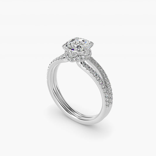 Split Shank Ribbon Diamond PavŽ Engagement Ring In 18k White Gold By James Allen - Cushion Center