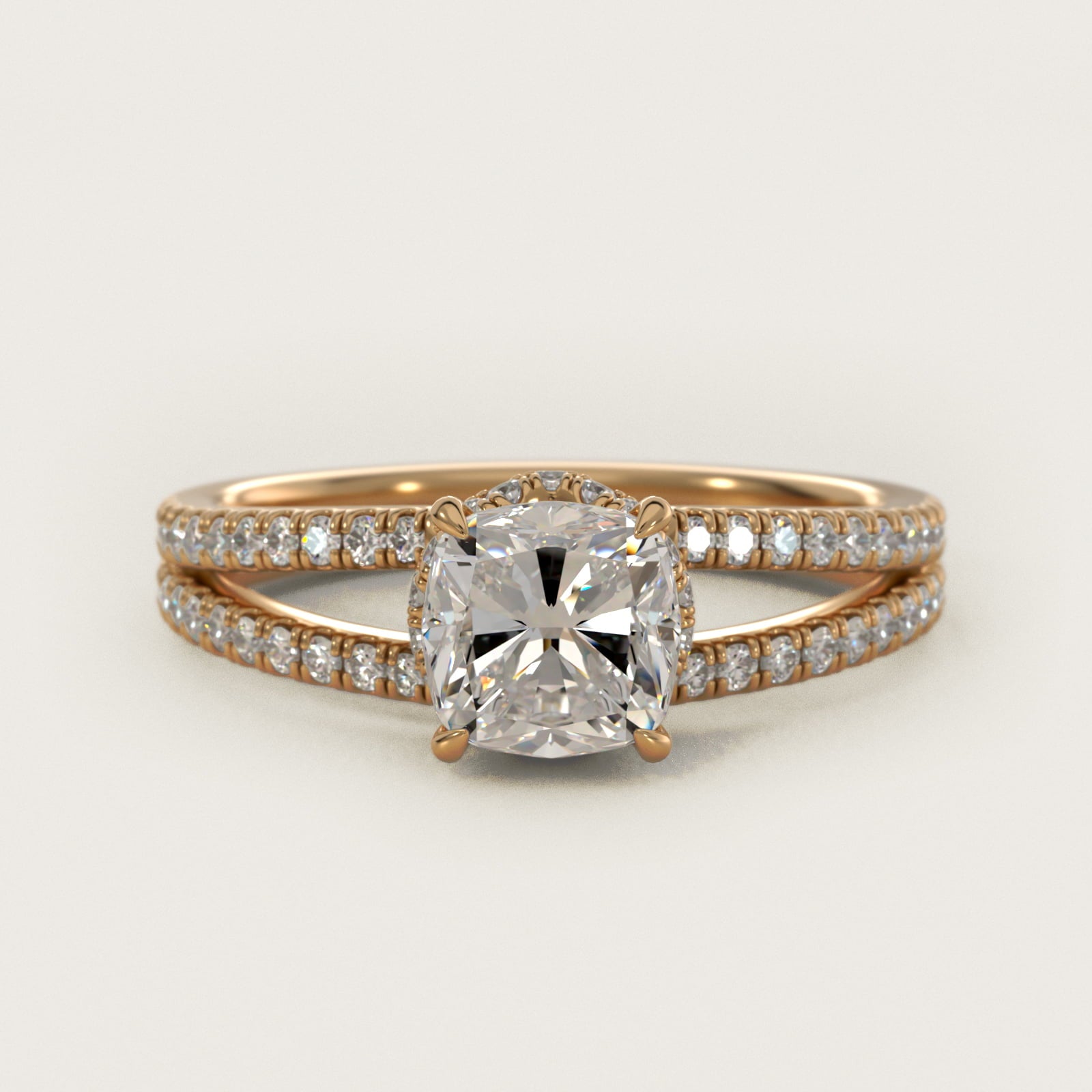 Split Shank Ribbon Diamond PavŽ Engagement Ring In 18k Yellow Gold By James Allen - Cushion Center