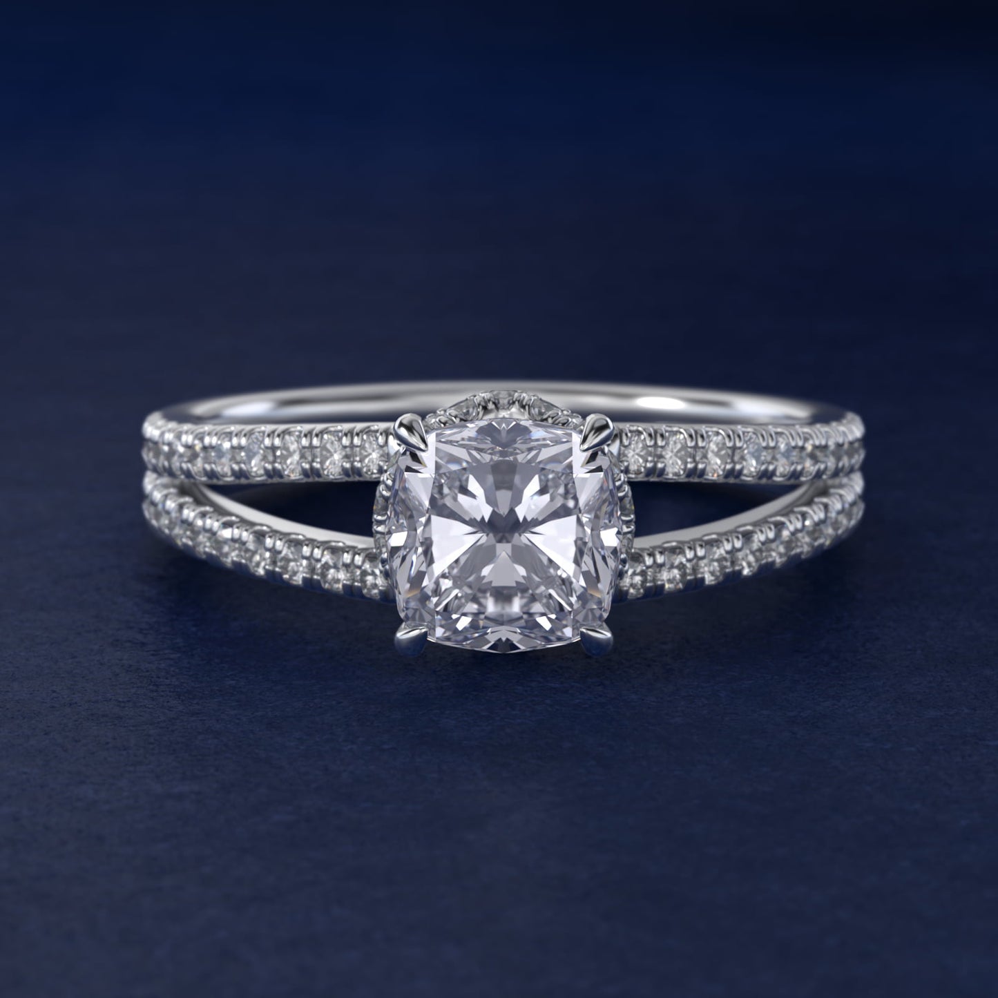Split Shank Ribbon Diamond PavŽ Engagement Ring In Platinum By James Allen - Cushion Center