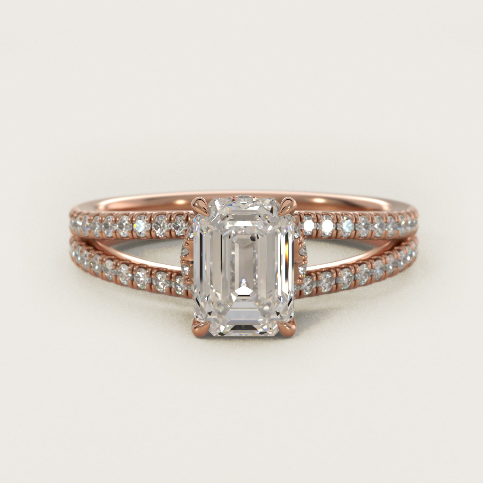 Split Shank Ribbon Diamond PavŽ Engagement Ring In 18k Rose Gold By James Allen - Emerald Center