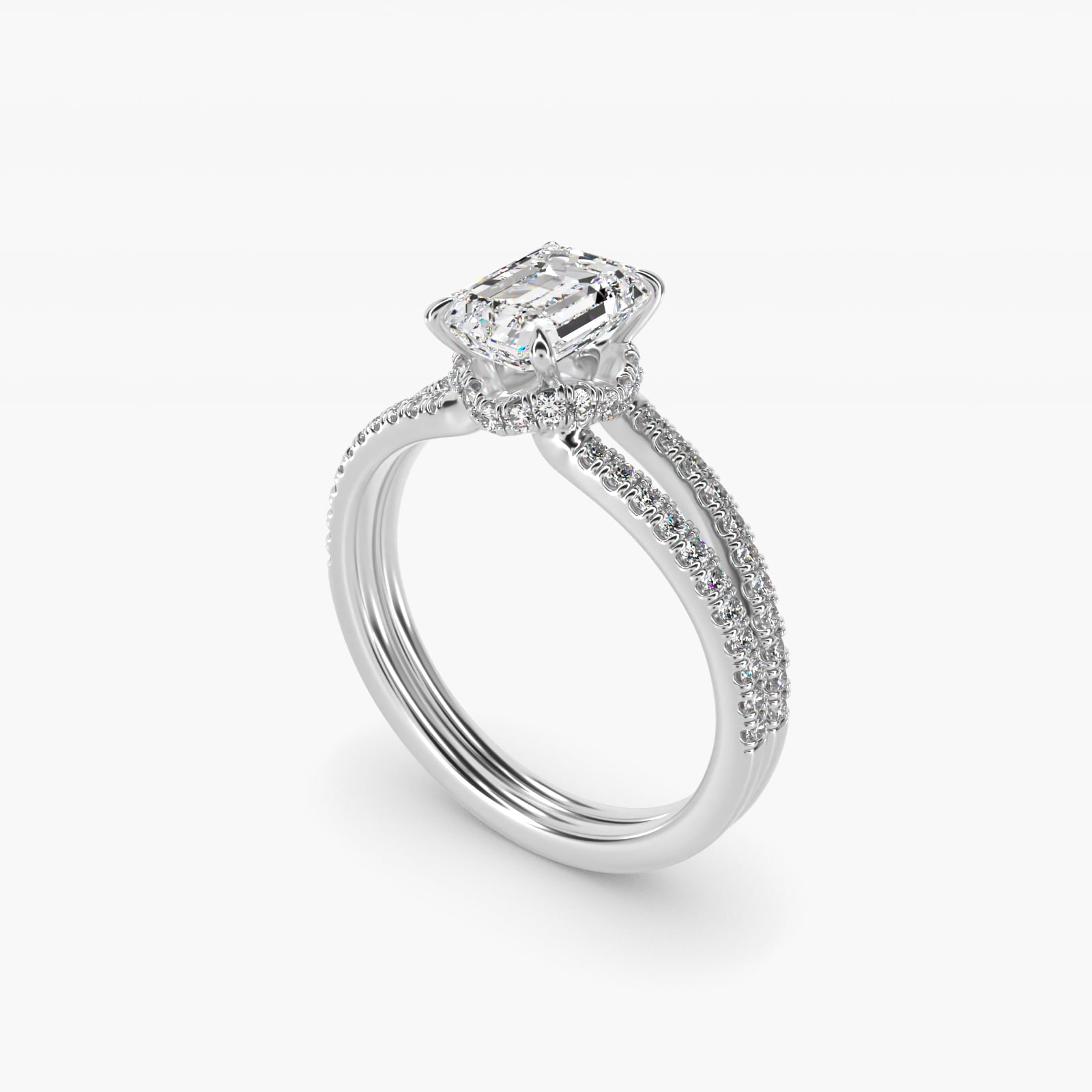 Split Shank Ribbon Diamond PavŽ Engagement Ring In 18k White Gold By James Allen - Emerald Center