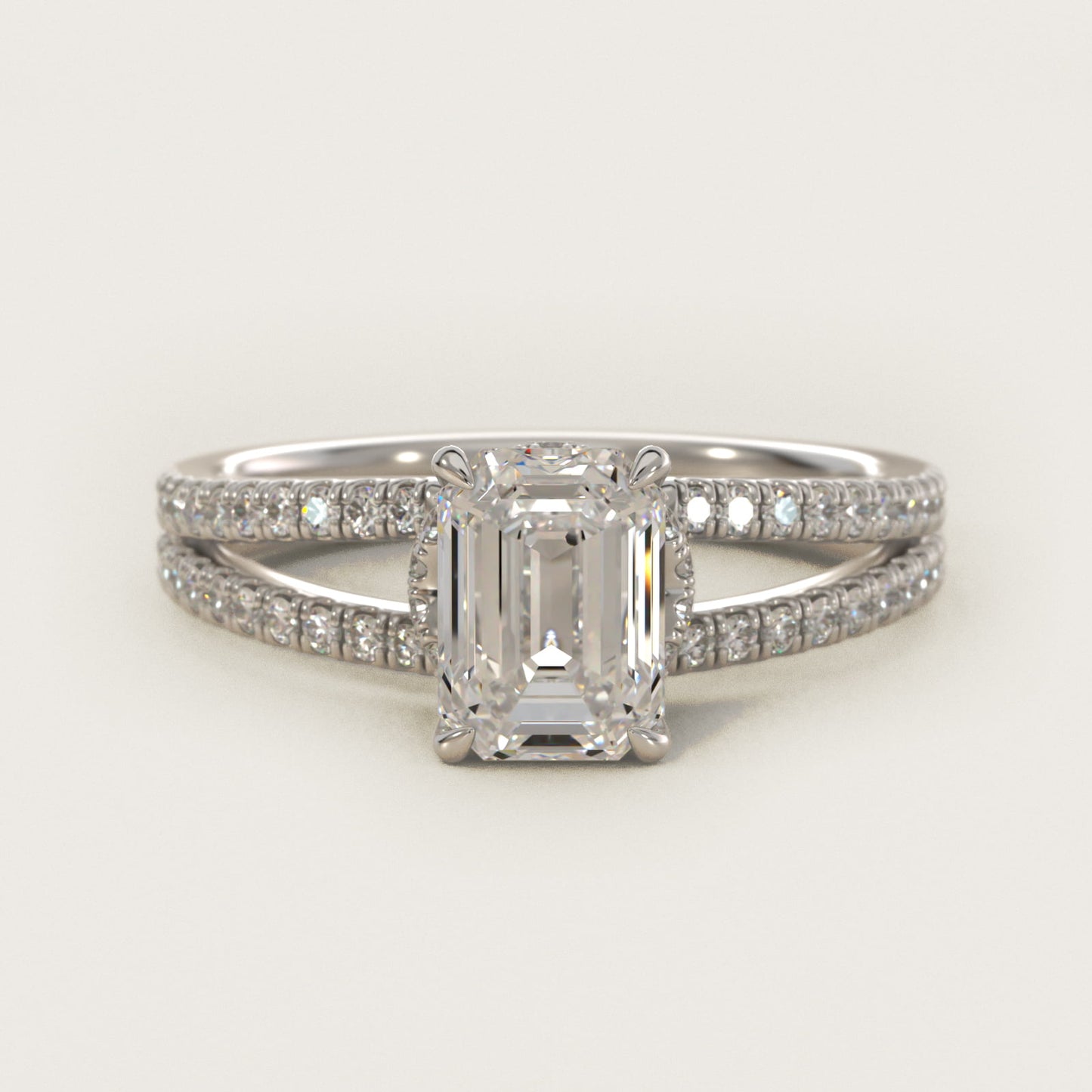Split Shank Ribbon Diamond PavŽ Engagement Ring In 14K White Gold By James Allen - Emerald Center