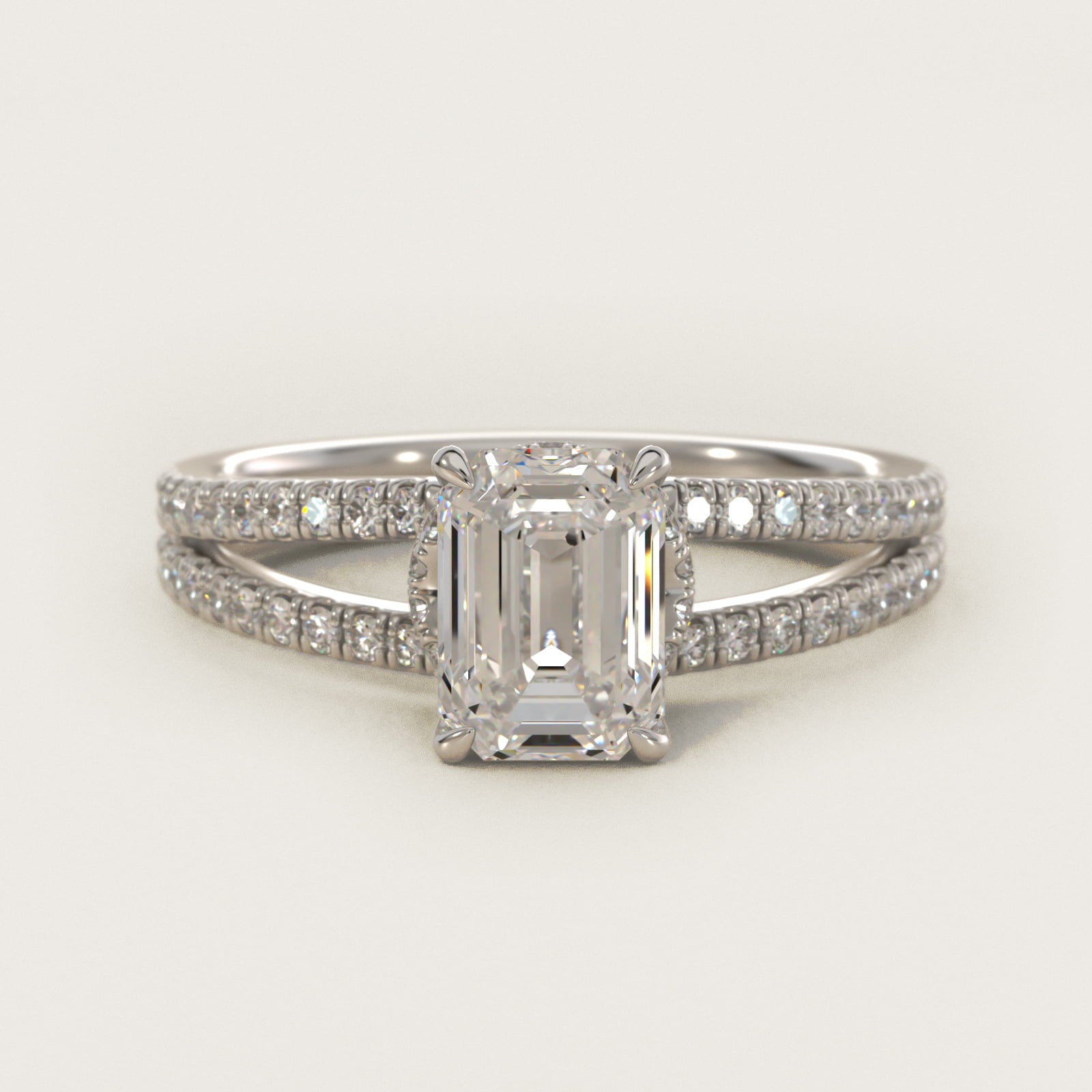 Split Shank Ribbon Diamond PavŽ Engagement Ring In 18k White Gold By James Allen - Emerald Center