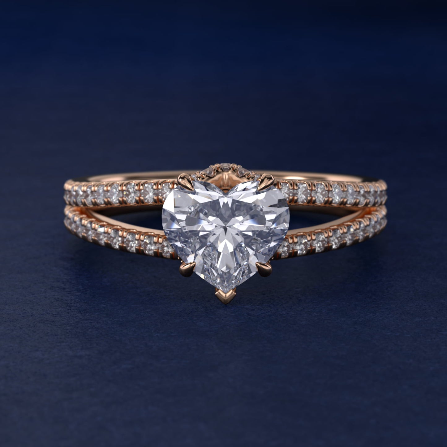 Split Shank Ribbon Diamond PavŽ Engagement Ring In 18k Rose Gold By James Allen - Heart Center