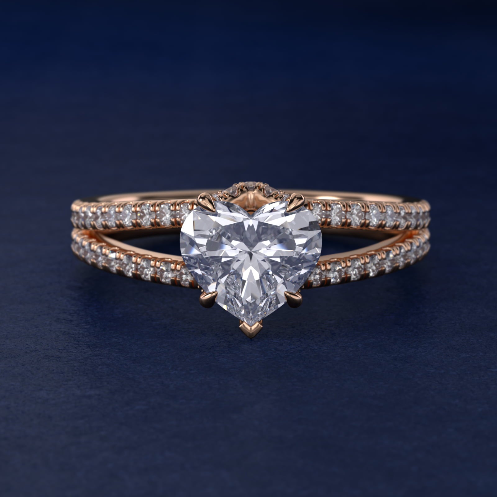 Split Shank Ribbon Diamond PavŽ Engagement Ring In 18k Rose Gold By James Allen - Heart Center