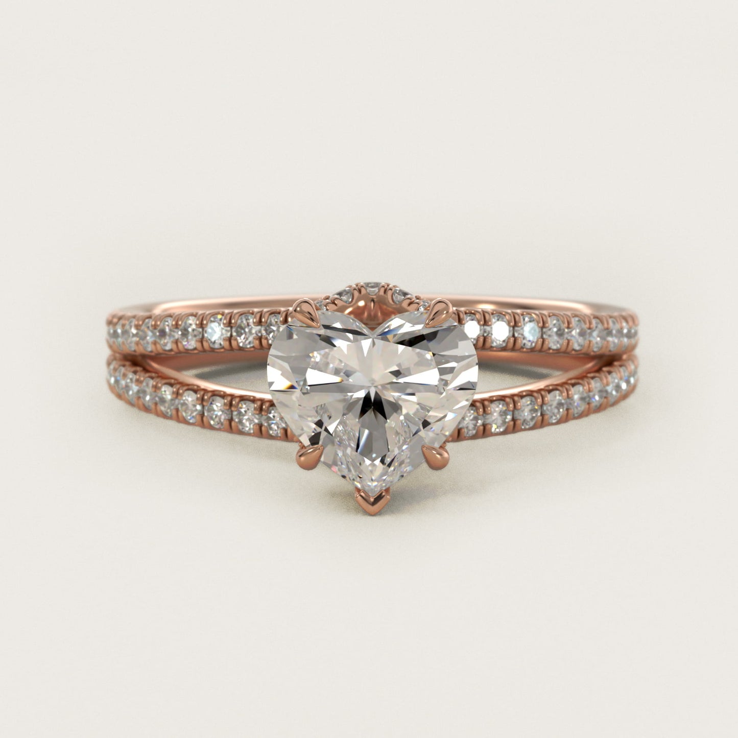 Split Shank Ribbon Diamond PavŽ Engagement Ring In 14K Rose Gold By James Allen - Heart Center
