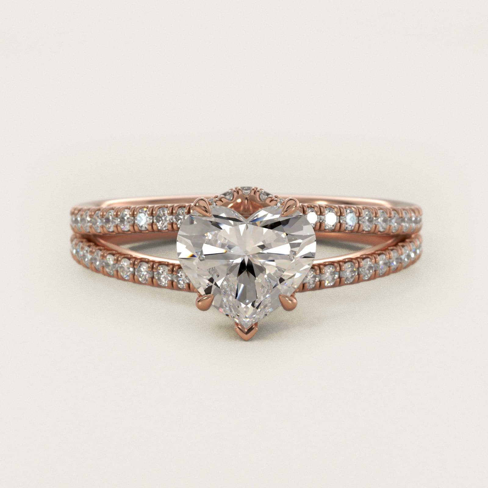 Split Shank Ribbon Diamond PavŽ Engagement Ring In 14K Rose Gold By James Allen - Heart Center