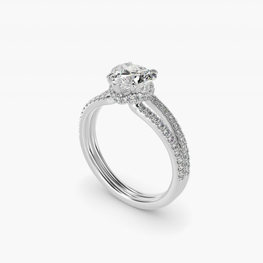 Split Shank Ribbon Diamond PavŽ Engagement Ring In 14K White Gold By James Allen - Heart Center