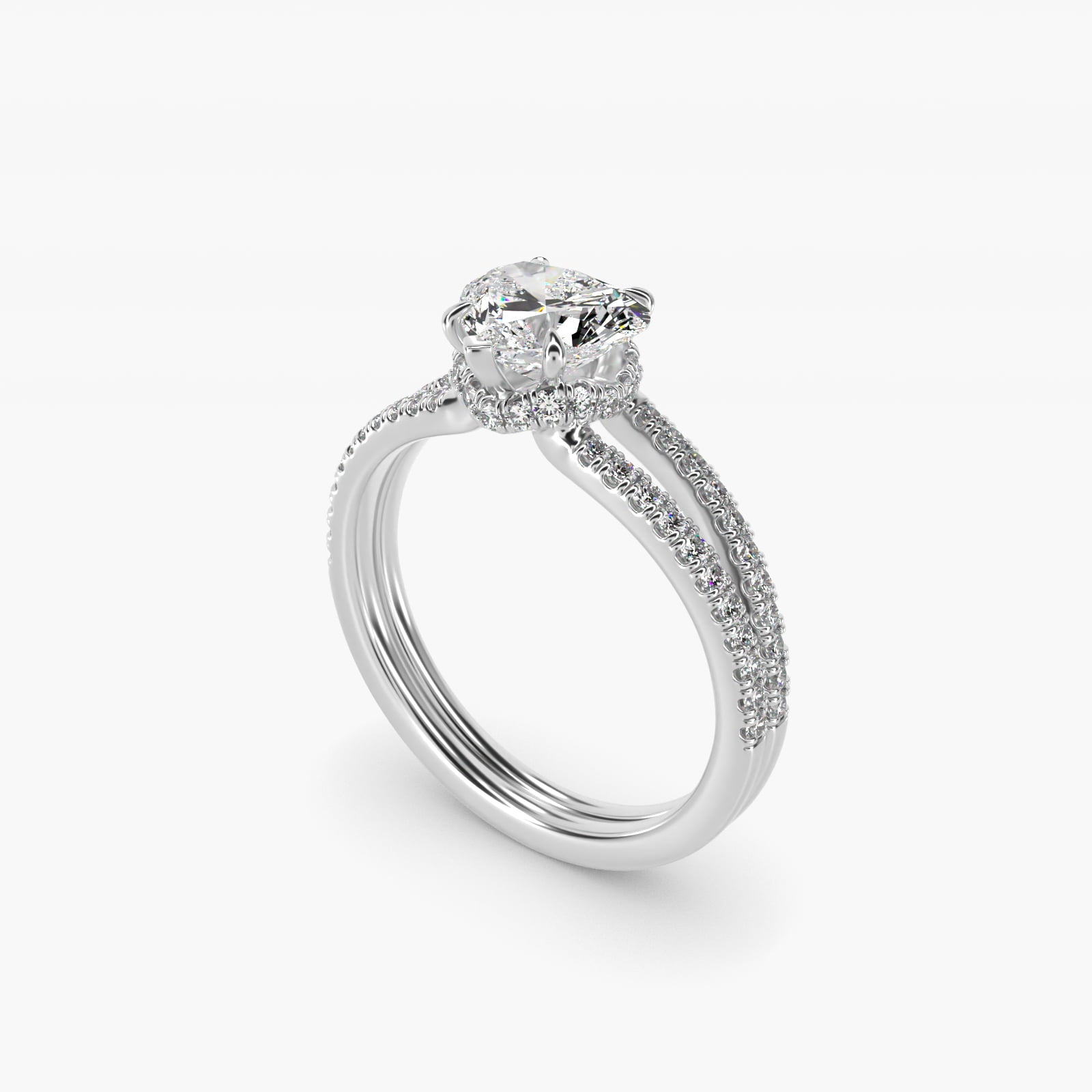 Split Shank Ribbon Diamond PavŽ Engagement Ring In 18k White Gold By James Allen - Heart Center