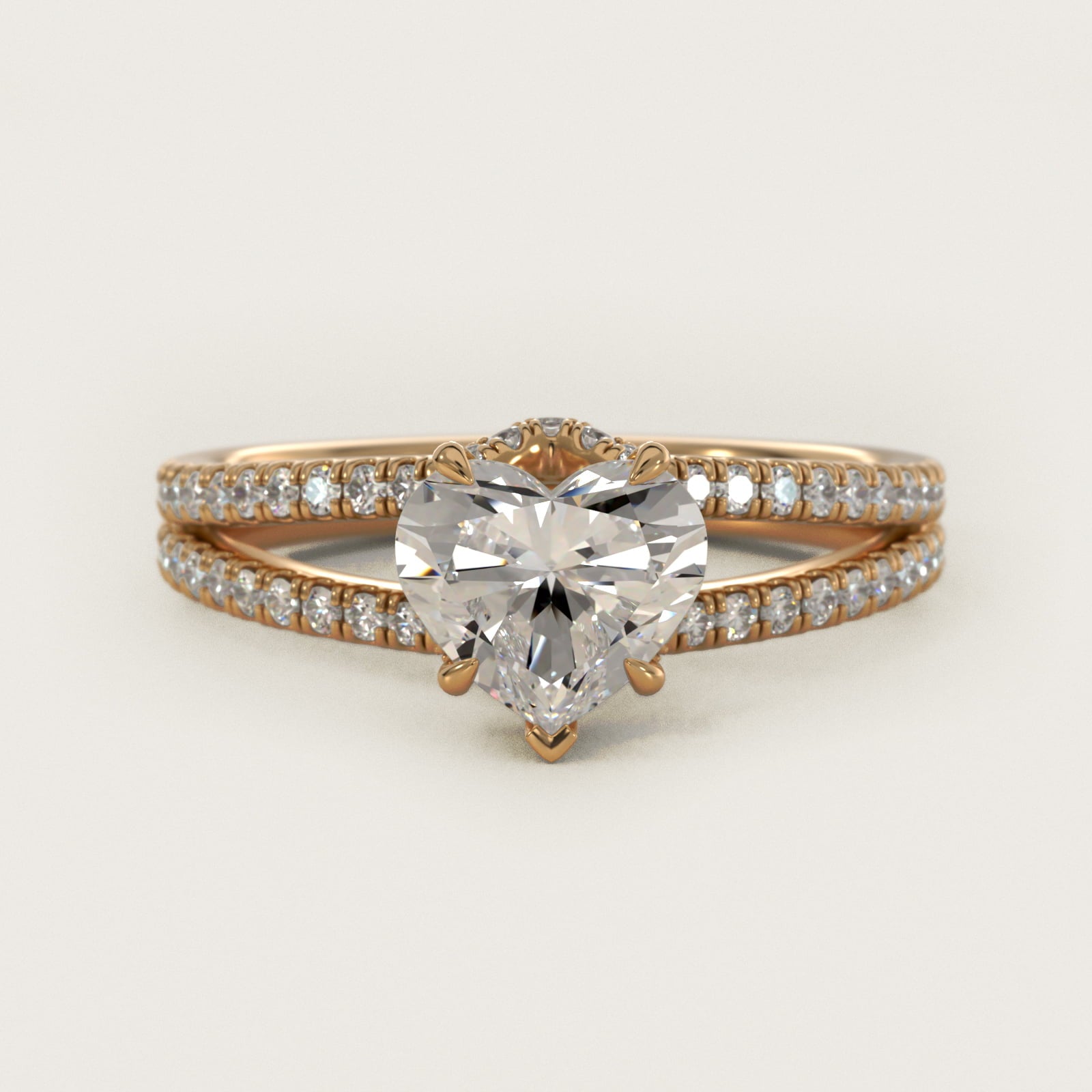 Split Shank Ribbon Diamond PavŽ Engagement Ring In 14K Yellow Gold By James Allen - Heart Center