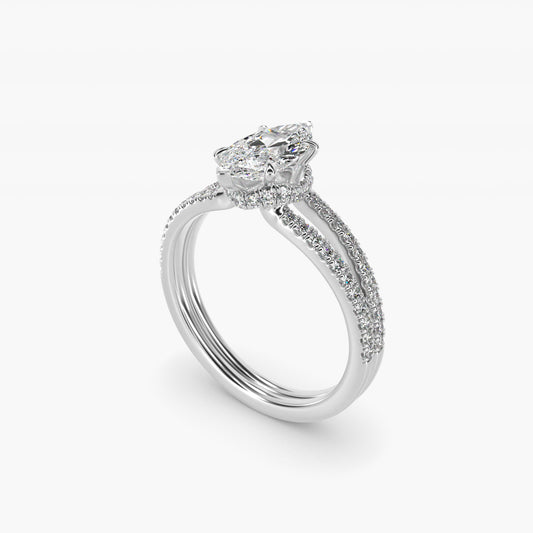 Split Shank Ribbon Diamond PavŽ Engagement Ring In 14K White Gold By James Allen - Marquise Center