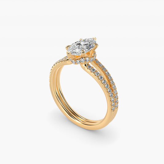 Split Shank Ribbon Diamond PavŽ Engagement Ring In 18k Yellow Gold By James Allen - Marquise Center