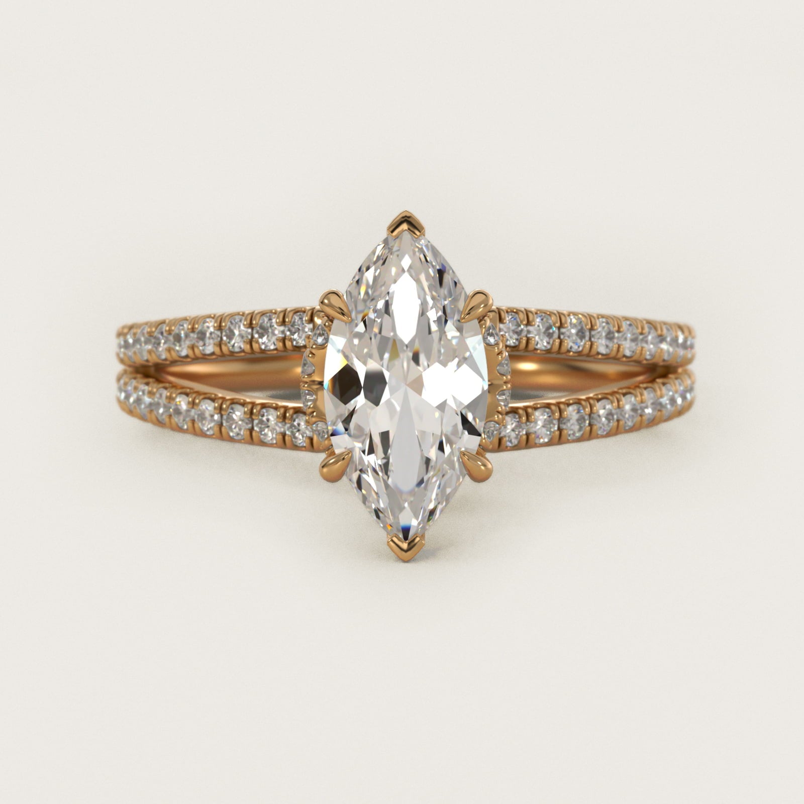 Split Shank Ribbon Diamond PavŽ Engagement Ring In 18k Yellow Gold By James Allen - Marquise Center