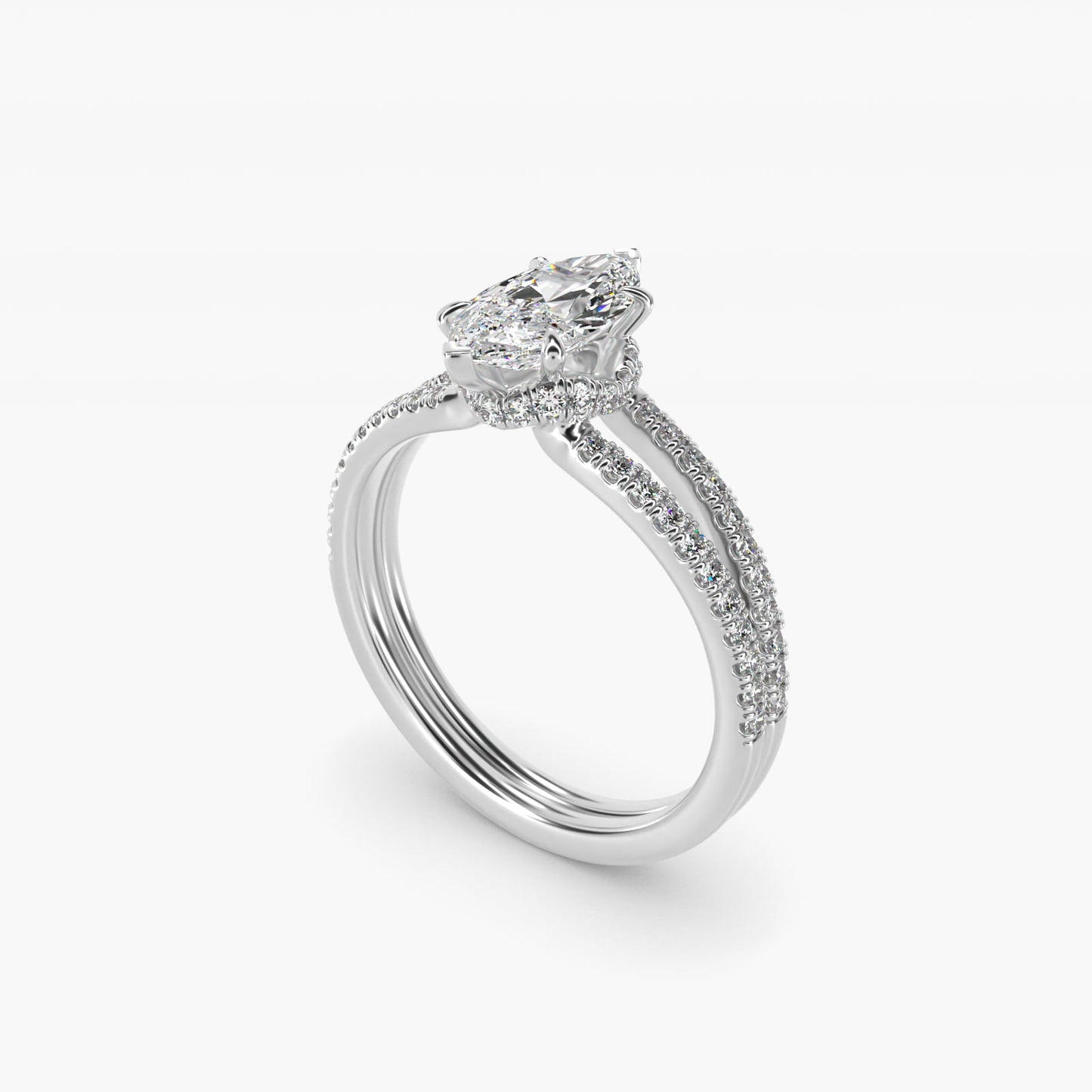 Split Shank Ribbon Diamond PavŽ Engagement Ring In Platinum By James Allen - Marquise Center