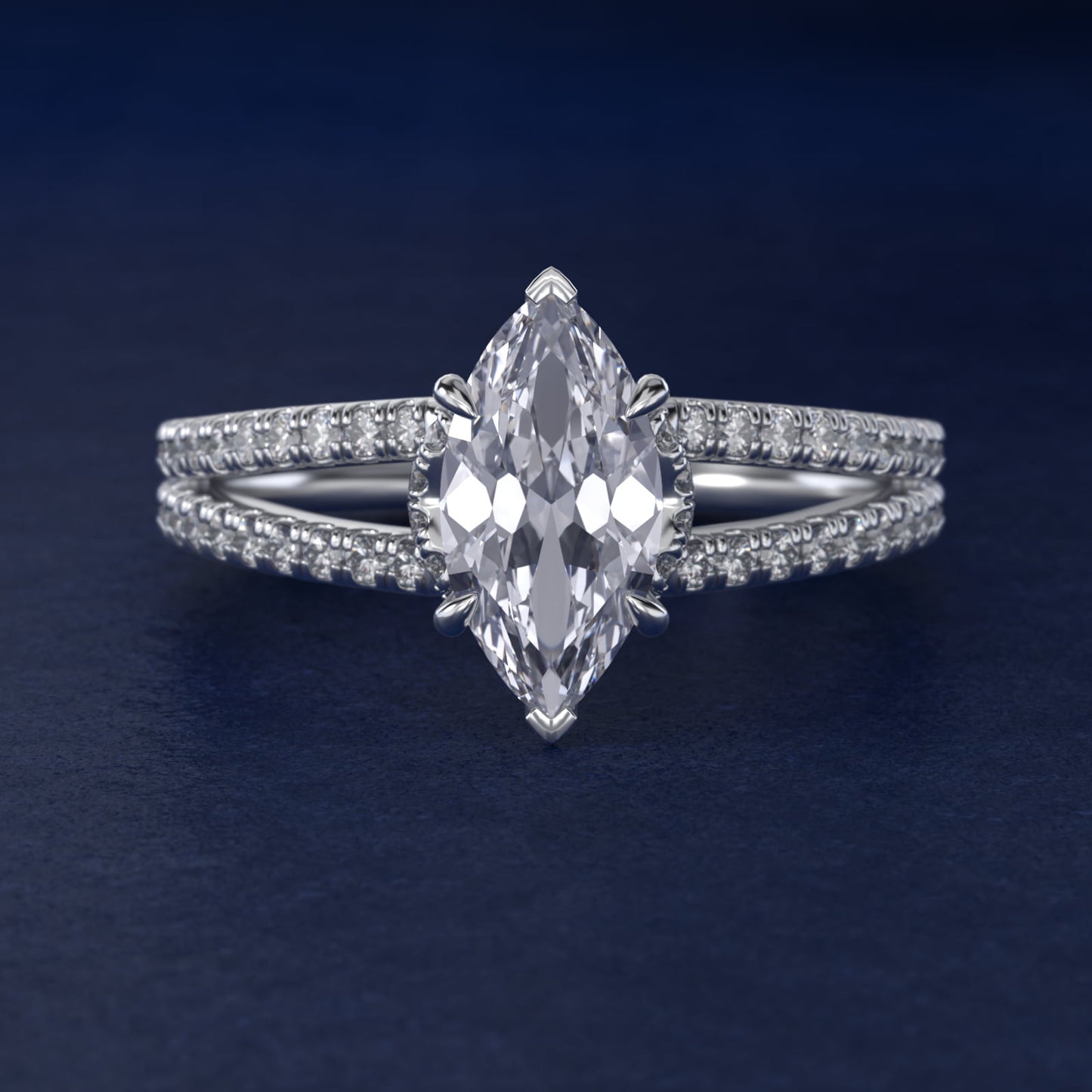 Split Shank Ribbon Diamond PavŽ Engagement Ring In Platinum By James Allen - Marquise Center