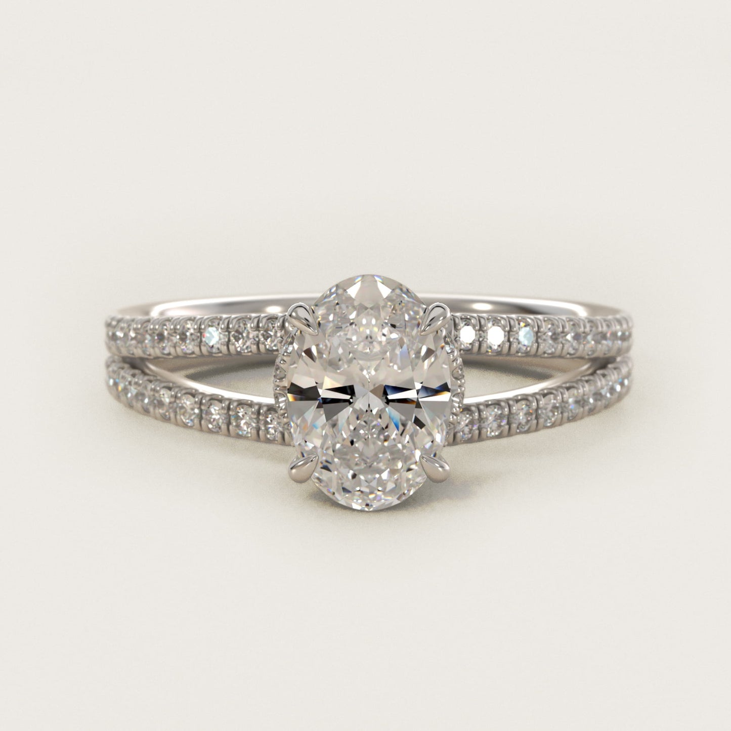 Split Shank Ribbon Diamond PavŽ Engagement Ring In 14K White Gold By James Allen - Oval Center