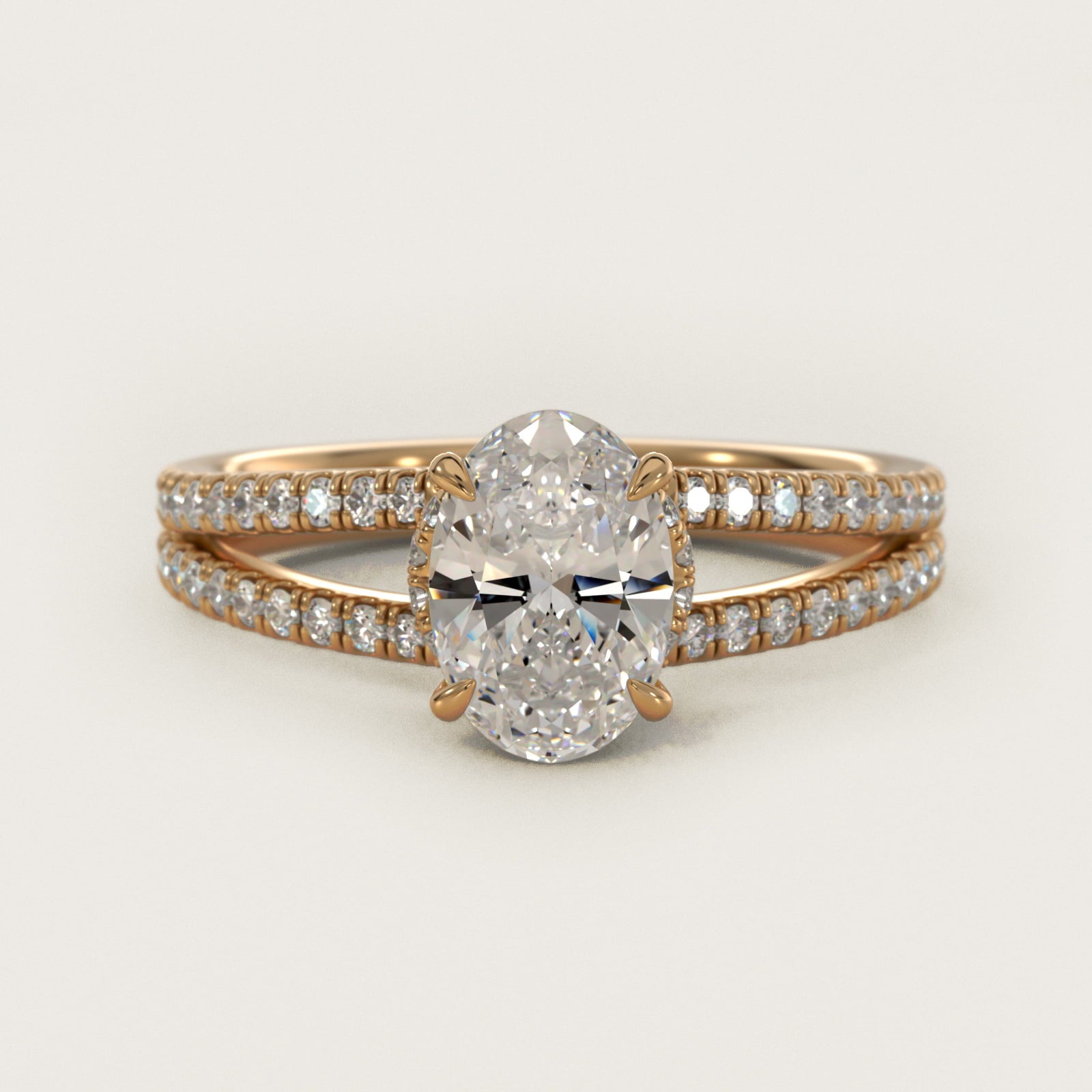 Split Shank Ribbon Diamond PavŽ Engagement Ring In 14K Yellow Gold By James Allen - Oval Center