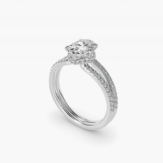 Split Shank Ribbon Diamond PavŽ Engagement Ring In Platinum By James Allen - Oval Center