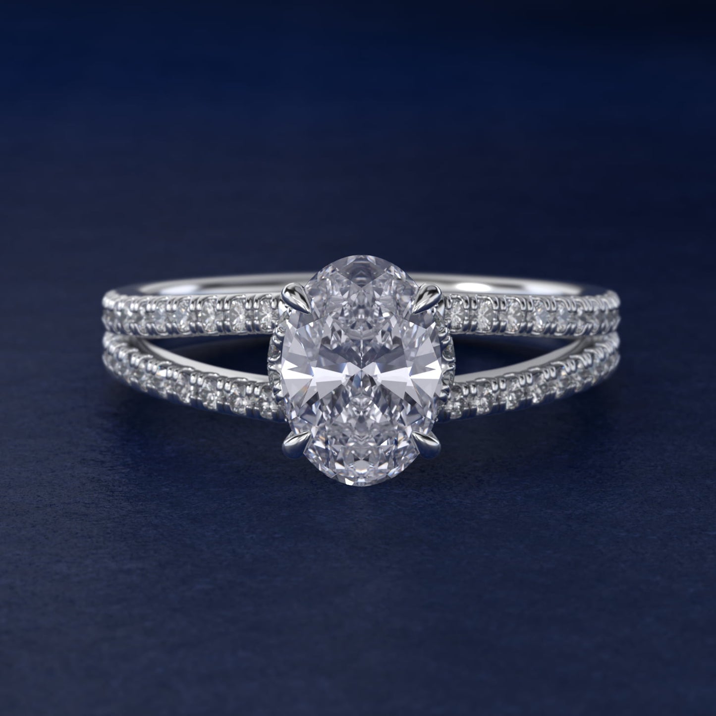 Split Shank Ribbon Diamond PavŽ Engagement Ring In Platinum By James Allen - Oval Center