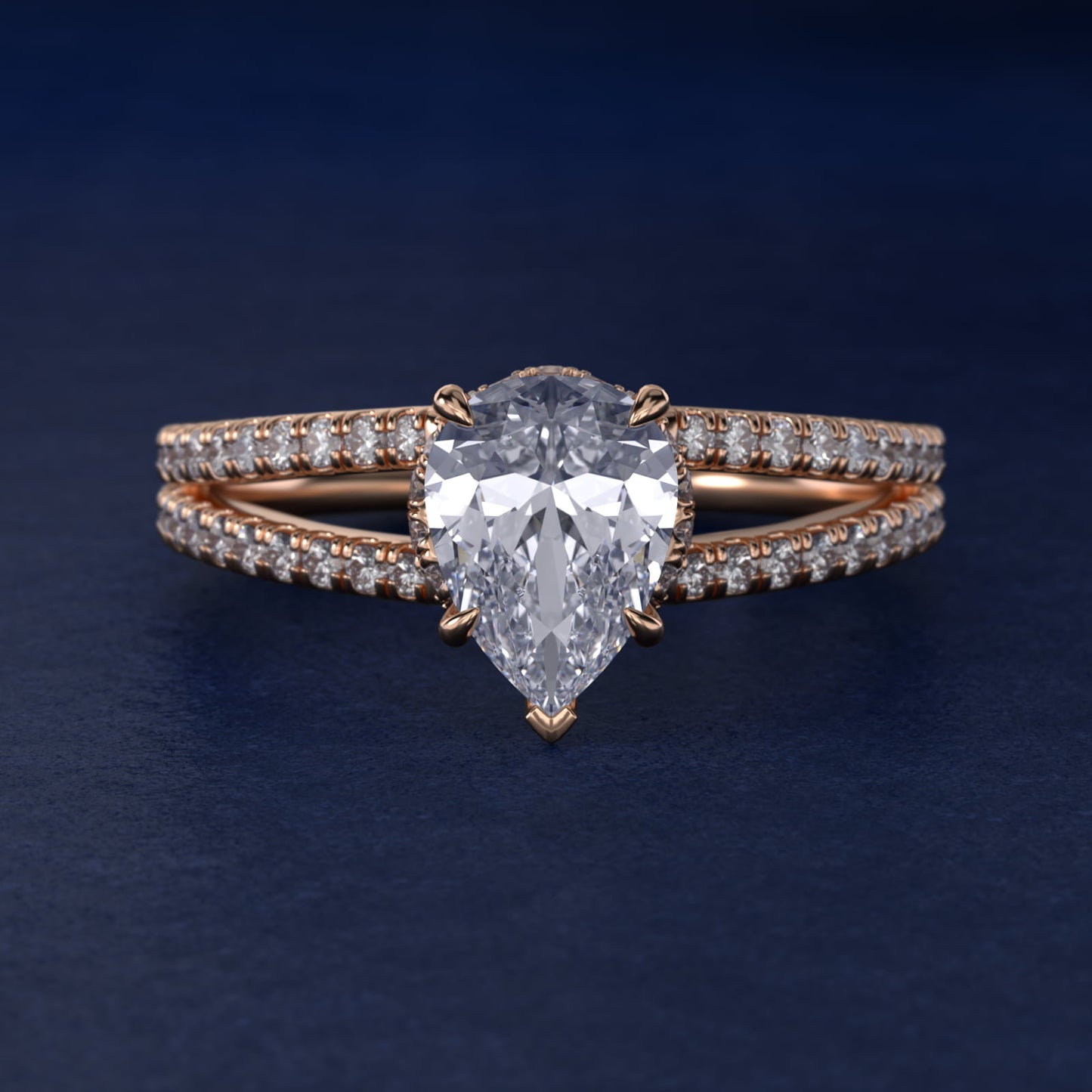 Split Shank Ribbon Diamond PavŽ Engagement Ring In 18k Rose Gold By James Allen - Pear Center