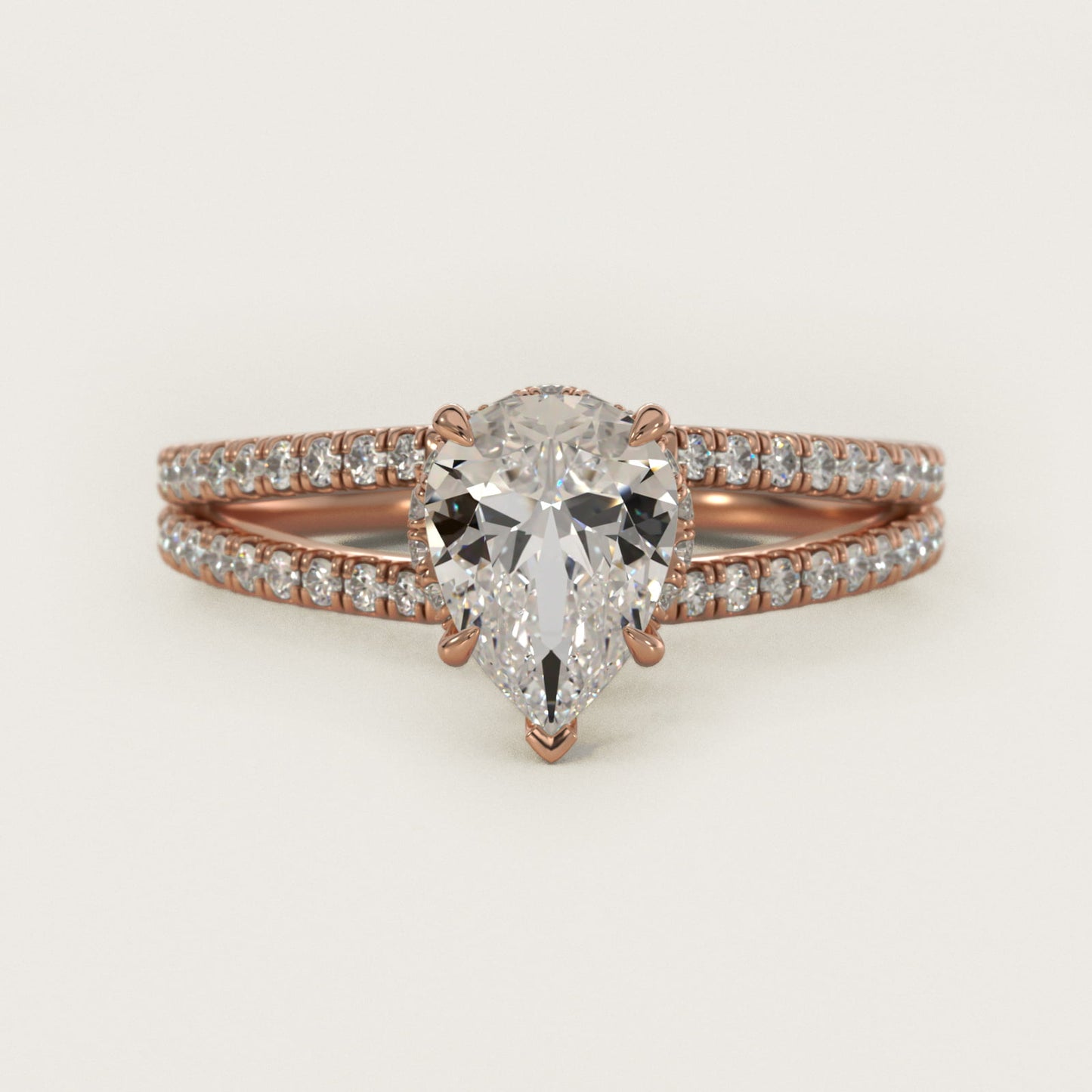 Split Shank Ribbon Diamond PavŽ Engagement Ring In 18k Rose Gold By James Allen - Pear Center