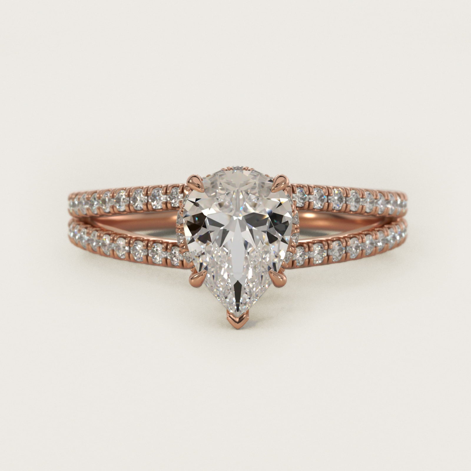 Split Shank Ribbon Diamond PavŽ Engagement Ring In 18k Rose Gold By James Allen - Pear Center