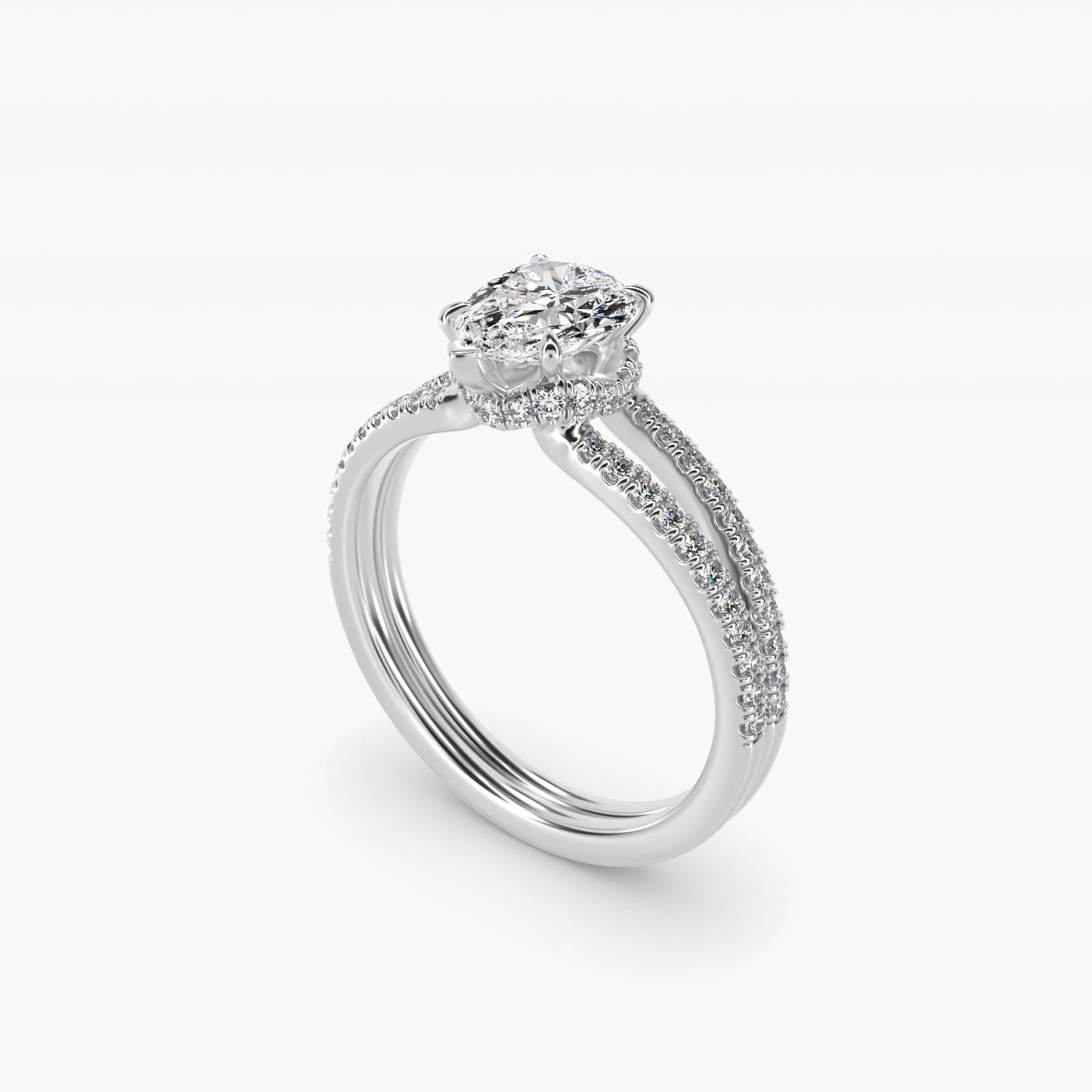 Split Shank Ribbon Diamond PavŽ Engagement Ring In 18k White Gold By James Allen - Pear Center