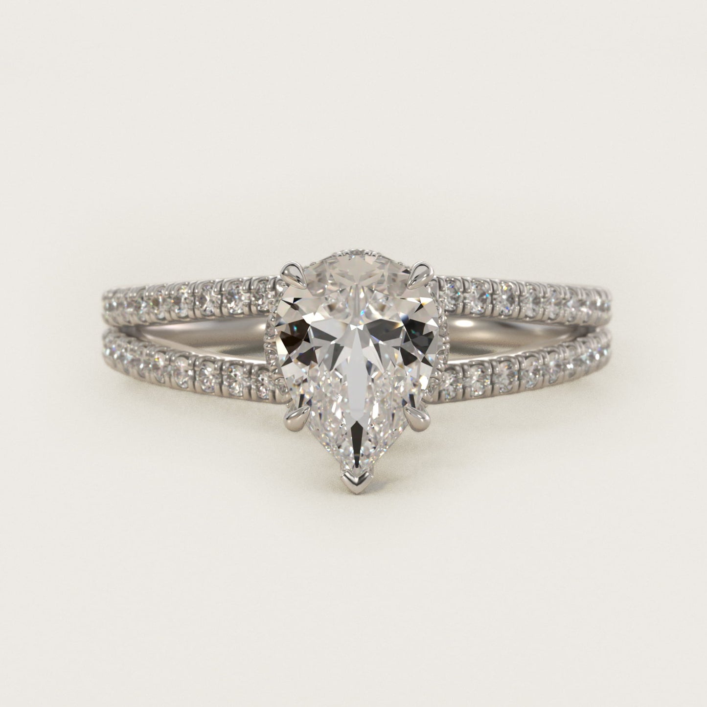 Split Shank Ribbon Diamond PavŽ Engagement Ring In 14K White Gold By James Allen - Pear Center