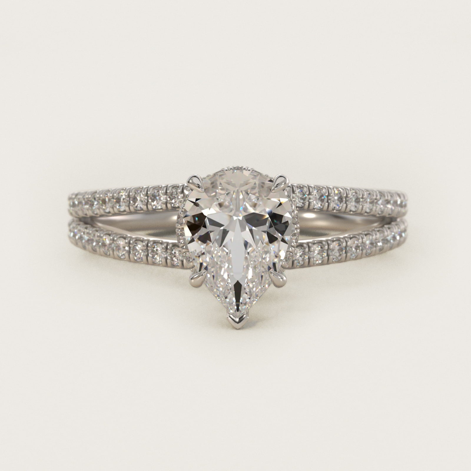 Split Shank Ribbon Diamond PavŽ Engagement Ring In 14K White Gold By James Allen - Pear Center