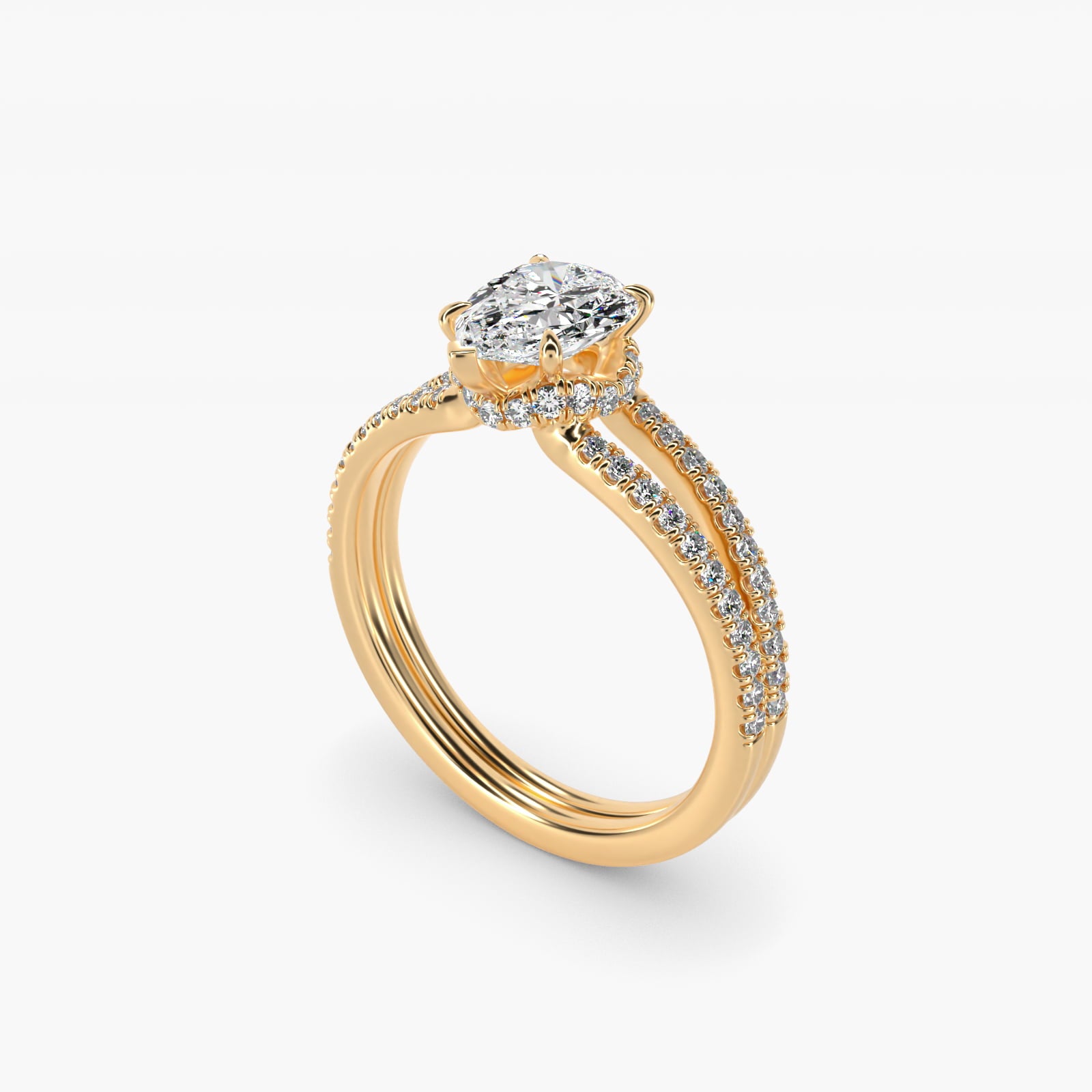 Split Shank Ribbon Diamond PavŽ Engagement Ring In 14K Yellow Gold By James Allen - Pear Center