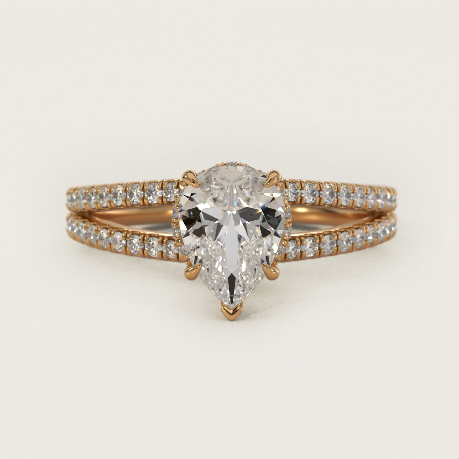 Split Shank Ribbon Diamond PavŽ Engagement Ring In 14K Yellow Gold By James Allen - Pear Center