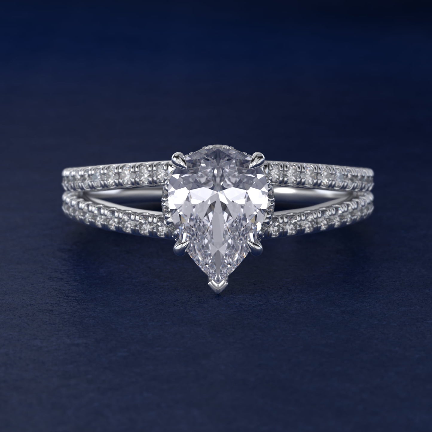 Split Shank Ribbon Diamond PavŽ Engagement Ring In Platinum By James Allen - Pear Center