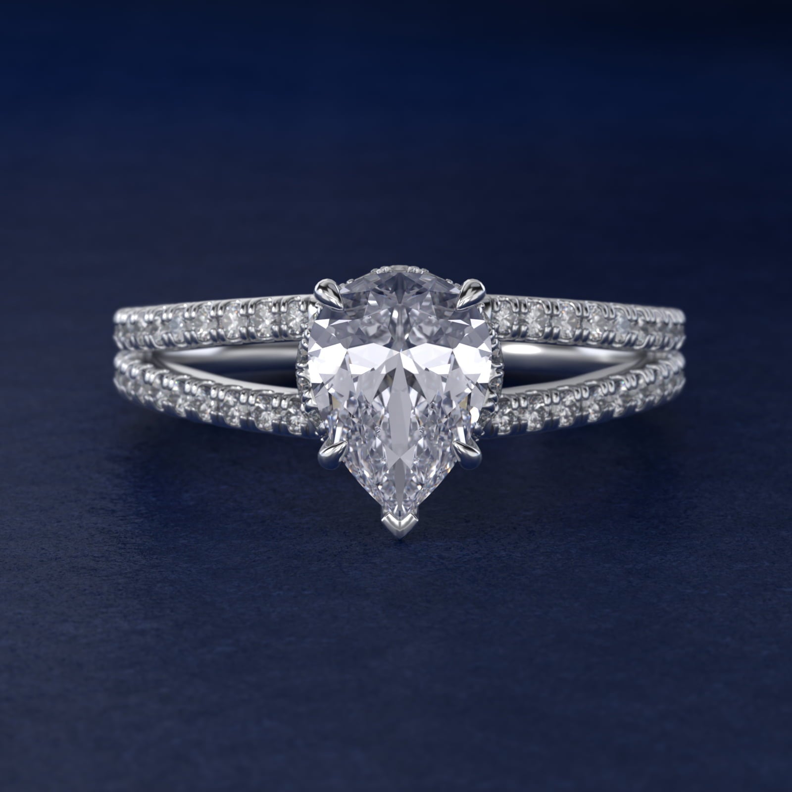 Split Shank Ribbon Diamond PavŽ Engagement Ring In Platinum By James Allen - Pear Center