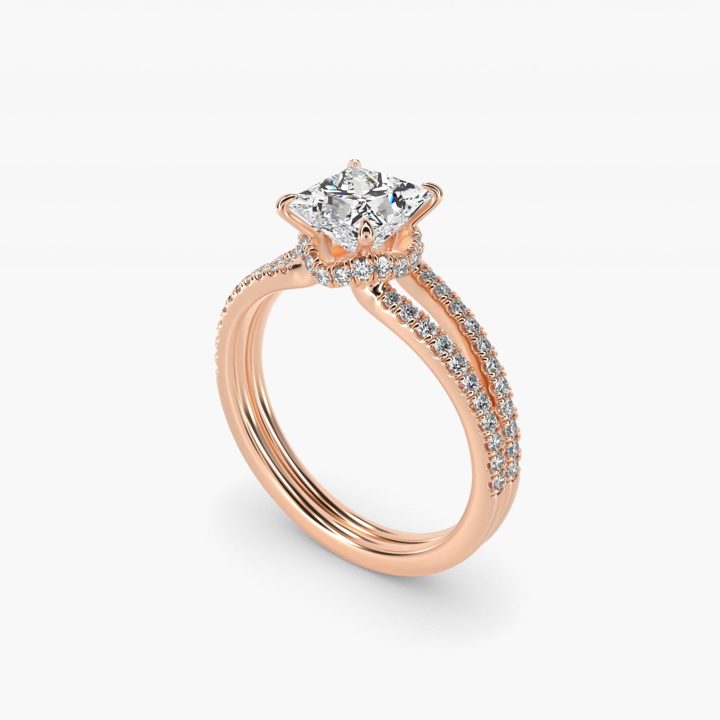 Split Shank Ribbon Diamond PavŽ Engagement Ring In 18k Rose Gold By James Allen - Princess Center