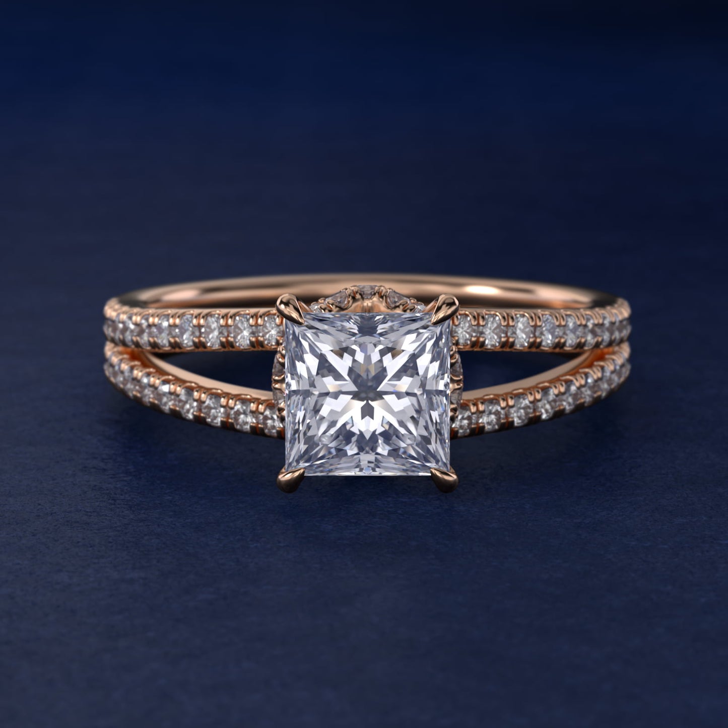 Split Shank Ribbon Diamond PavŽ Engagement Ring In 18k Rose Gold By James Allen - Princess Center