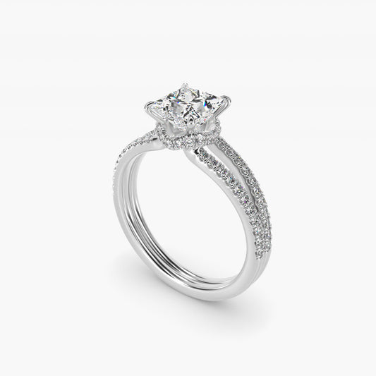 Split Shank Ribbon Diamond PavŽ Engagement Ring In 18k White Gold By James Allen - Princess Center