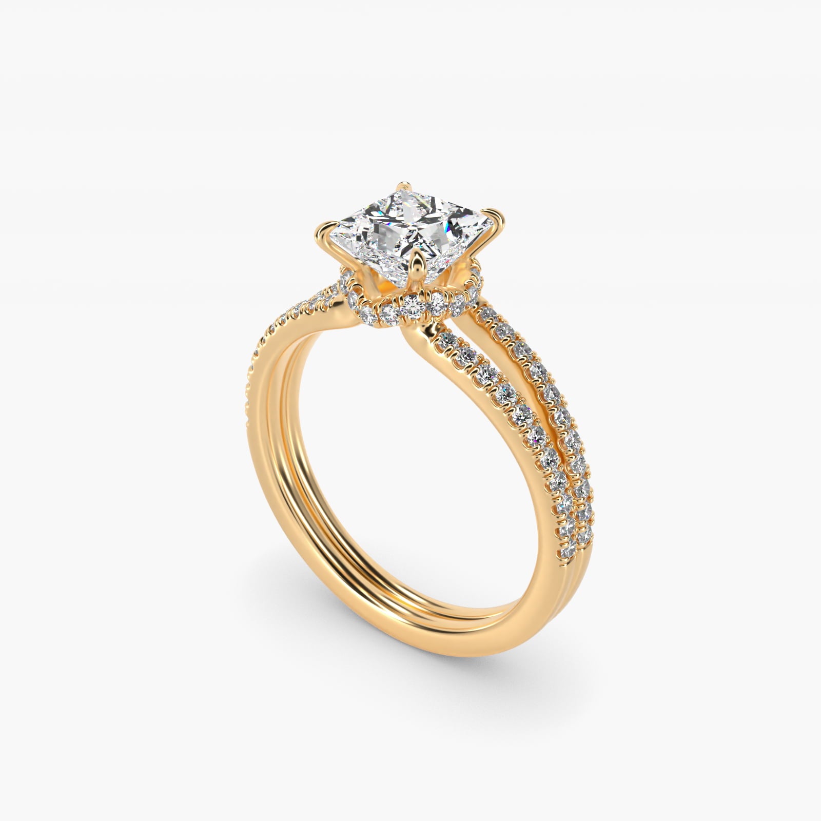 Split Shank Ribbon Diamond PavŽ Engagement Ring In 18k Yellow Gold By James Allen - Princess Center