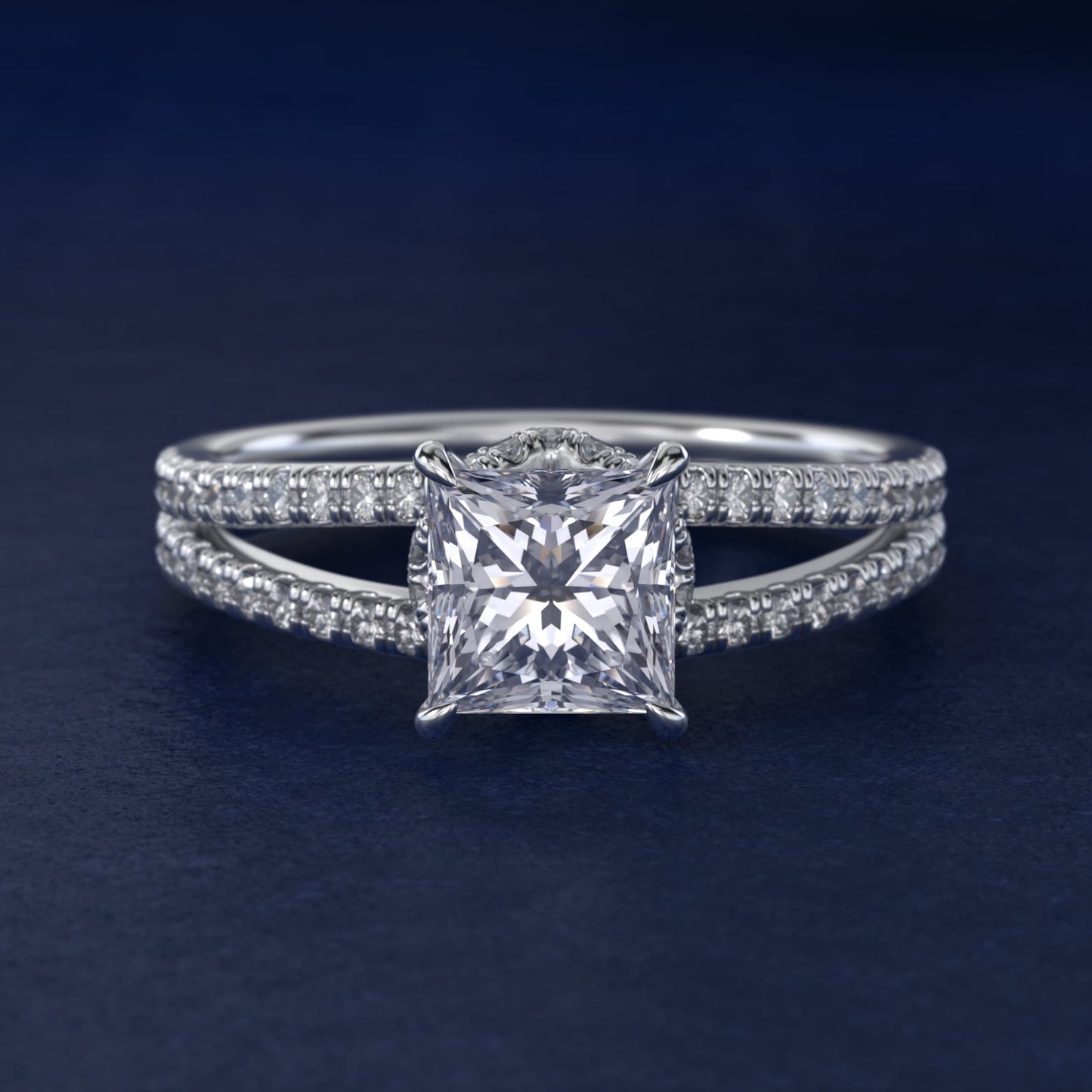 Split Shank Ribbon Diamond PavŽ Engagement Ring In Platinum By James Allen - Princess Center