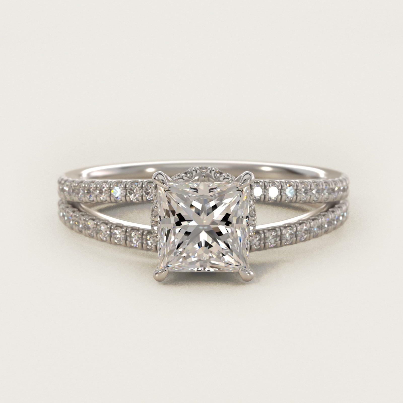 Split Shank Ribbon Diamond PavŽ Engagement Ring In Platinum By James Allen - Princess Center
