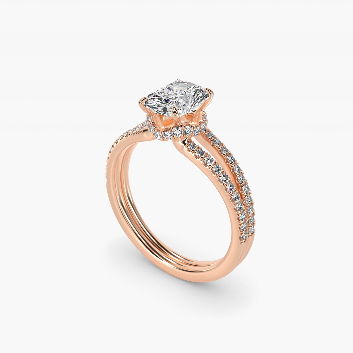 Split Shank Ribbon Diamond PavŽ Engagement Ring In 18k Rose Gold By James Allen - Radiant Center