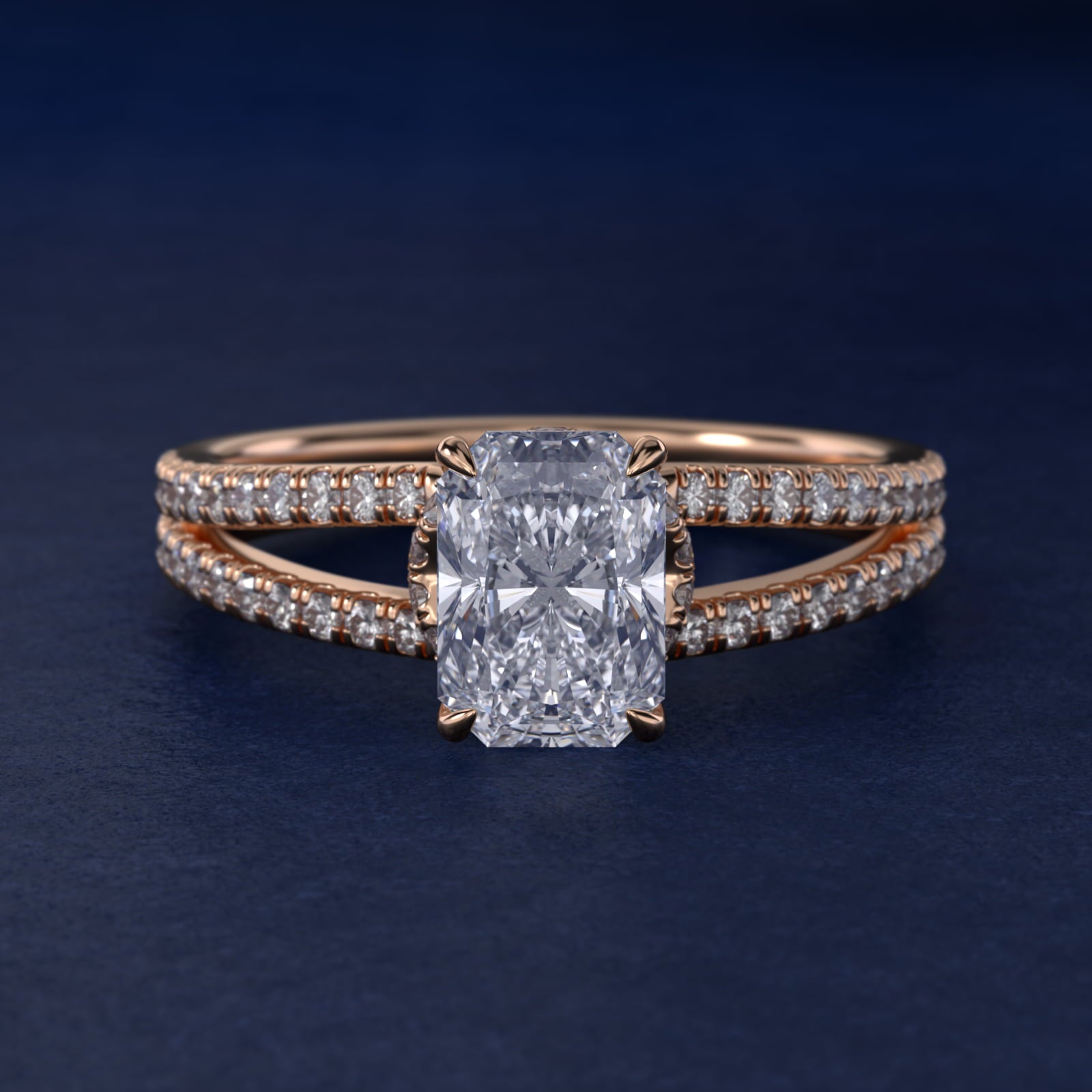 Split Shank Ribbon Diamond PavŽ Engagement Ring In 14K Rose Gold By James Allen - Radiant Center