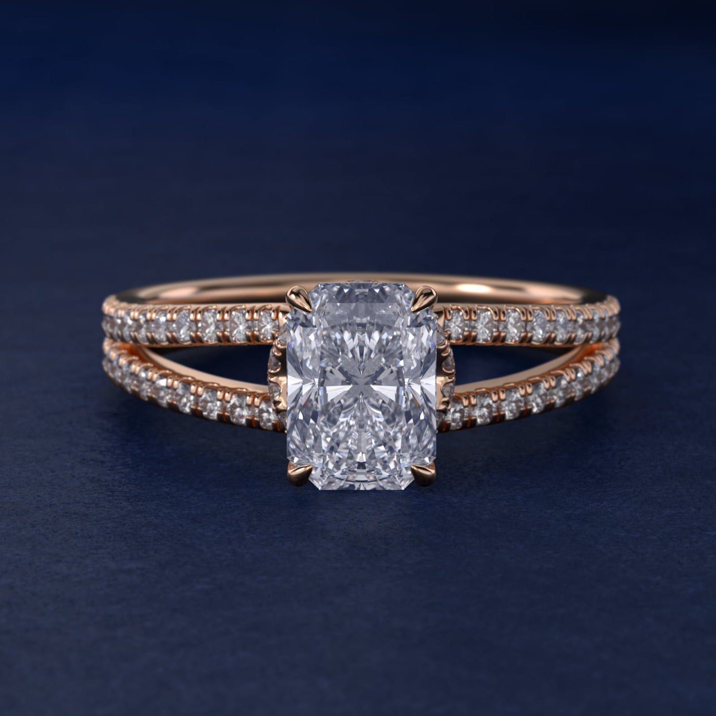 Split Shank Ribbon Diamond PavŽ Engagement Ring In 18k Rose Gold By James Allen - Radiant Center
