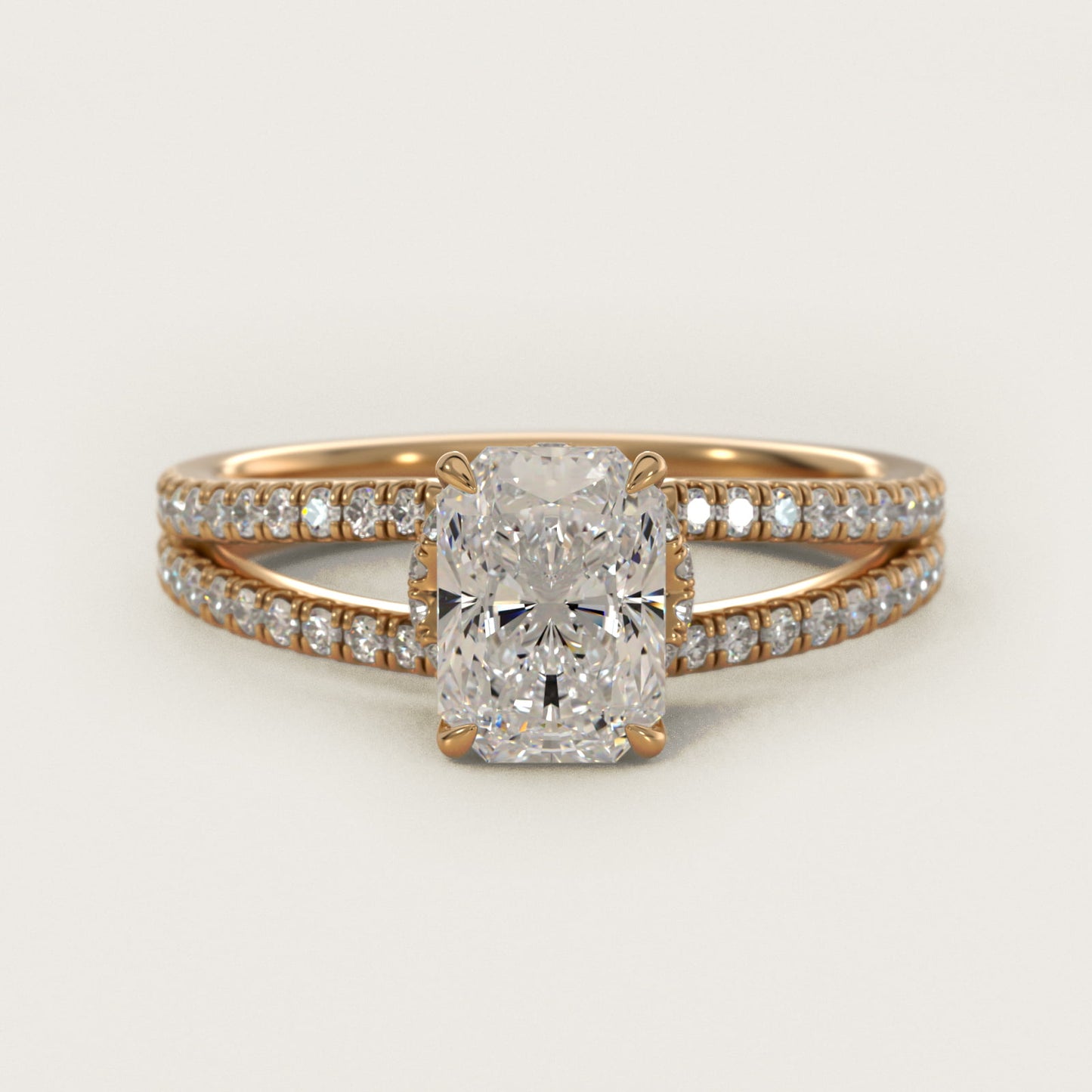 Split Shank Ribbon Diamond PavŽ Engagement Ring In 14K Yellow Gold By James Allen - Radiant Center